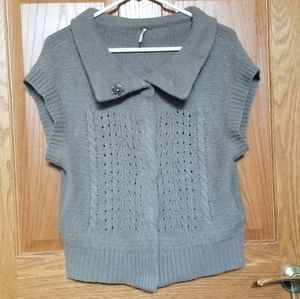 Free People Taupe Snap Down Wool Angora Cardigan